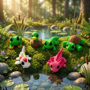 Pond Hatchkins Collectibles – Frog, Tortoise, Duck, Lizard, Koi and Axolotl